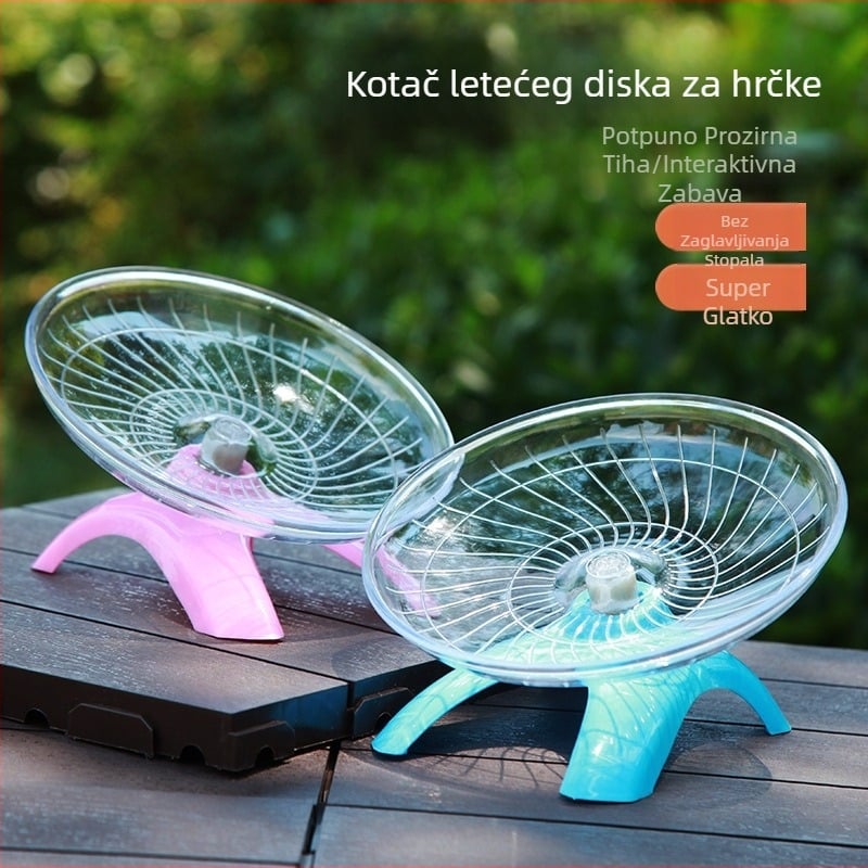 Hrčak za trčanje, osovina diska za hrčke, Zlatni medvjed, leteći tanjur, pribor za trčanje, prozirna igračka za trčanje, veličina 18 cm, tiha traka za trčanje za kućne ljubimce