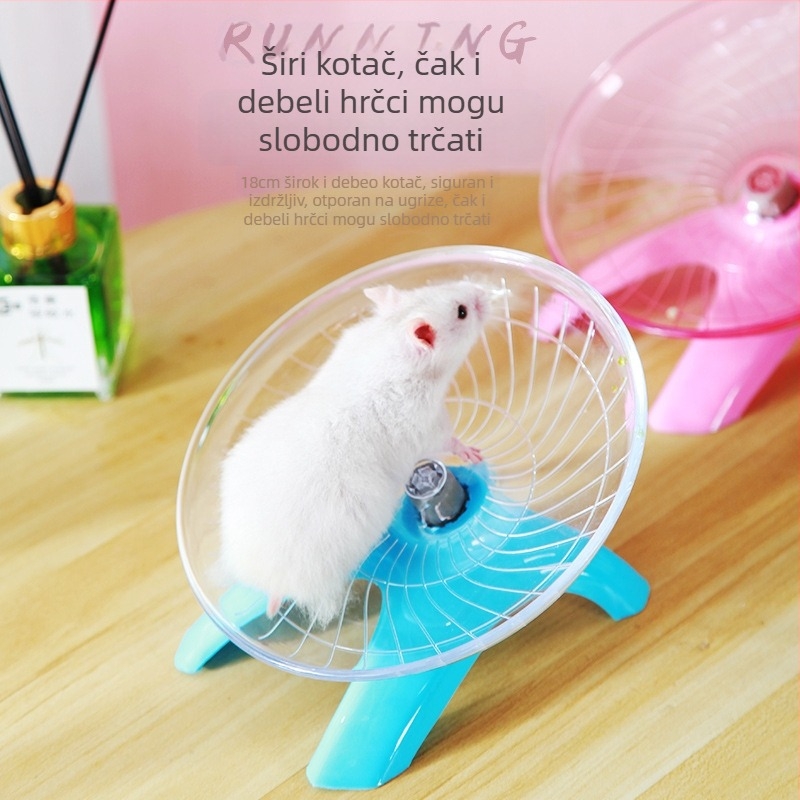 Hrčak za trčanje, osovina diska za hrčke, Zlatni medvjed, leteći tanjur, pribor za trčanje, prozirna igračka za trčanje, veličina 18 cm, tiha traka za trčanje za kućne ljubimce