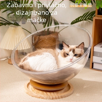 Kapsula s rotirajućim diskom za mačke, prozirna akrilna gnijezdo za mačke, otvorena ventilacija, vodootporna i otporna na vlagu, veliki prostor za četiri godišnja doba