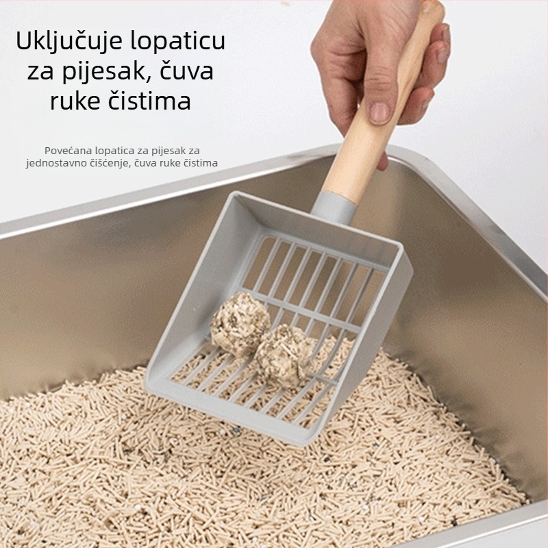 Amazonova najprodavanija kutija za mačji pijesak od nehrđajućeg čelika, ekstra velika, otporna na prskanje, poluzatvorena, sa stepenicama, Abs, uključuje lopaticu za mačke