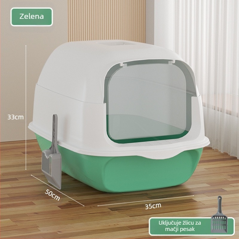 Velika, potpuno zatvorena kutija za mačji posip, otporna na mirise, prskanje, predimenzionirana, mačji WC, poluzatvorena, dvostruka namjena, na zalihi, veleprodaja