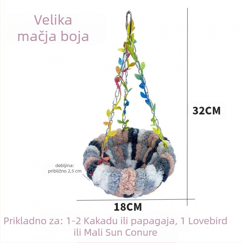 Gnijezdo za ptice Toplo gnijezdo za papige Gnijezdo za kolijevku Posebna ljuljačka Viseća mreža za ljuljanje Viseće gnijezdo za spavanje Plišano gnijezdo za ptice Novo