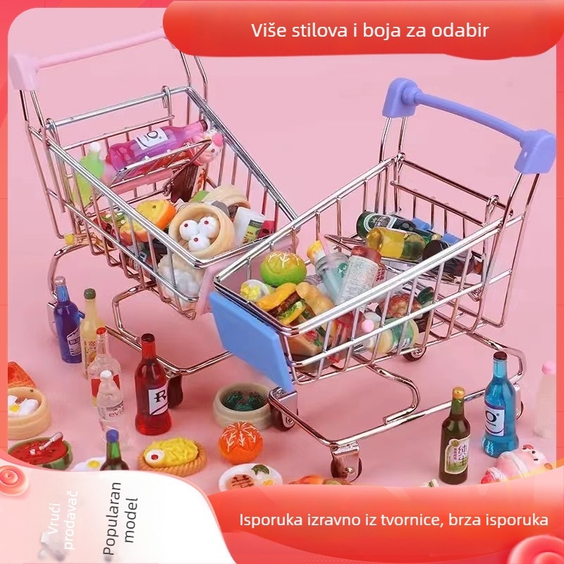 Dječja kolica za kupovinu, mini kolica za kupovinu, igračka, kućica za igru, model za kupovinu, ukras, kreativni automobil za pohranu, male veličine