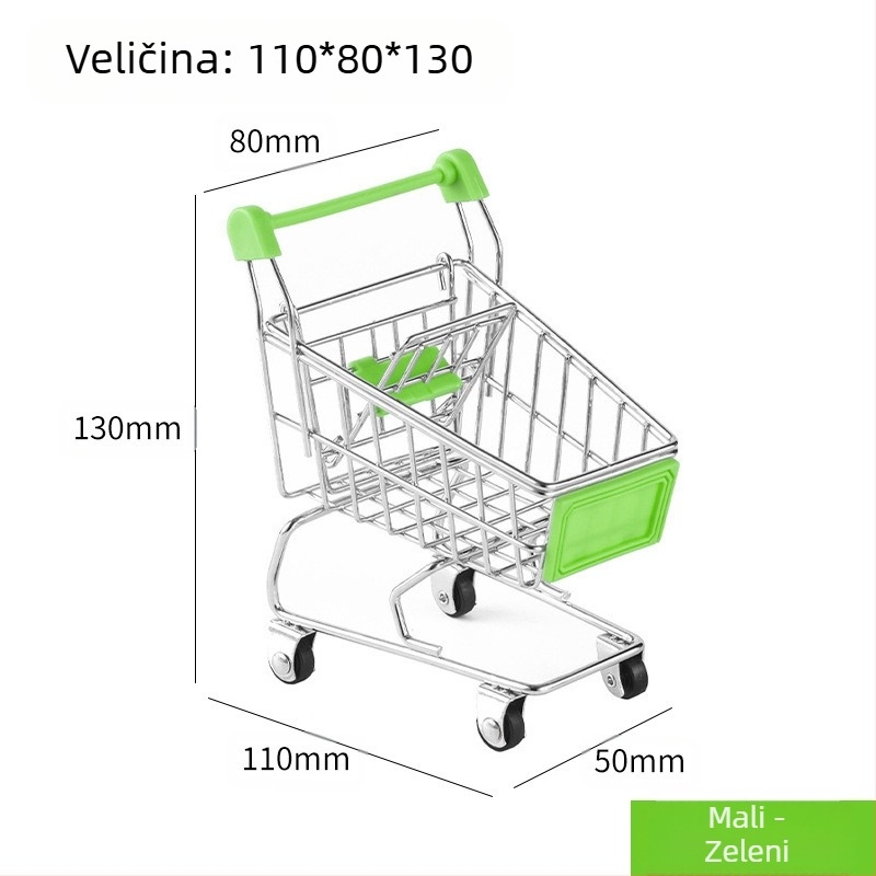 Dječja kolica za kupovinu, mini kolica za kupovinu, igračka, kućica za igru, model za kupovinu, ukras, kreativni automobil za pohranu, male veličine