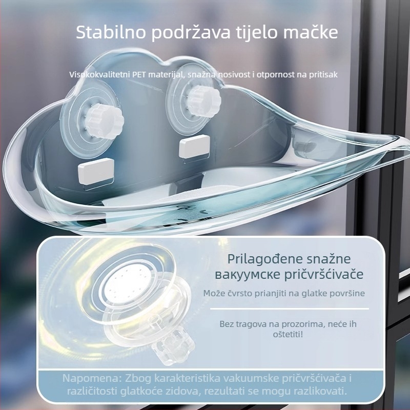 Prekogranična nova viseća mreža za mačke, uklonjiva i periva, viseća mreža za mačke s vakuumskom čašom, visoko nosiva staklena viseća mreža za mačke bez čavala, zidno gnijezdo za mačke