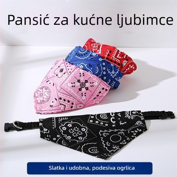 Podesiva ogrlica s trokutastim printom za mačke i pse, pogodna za male mačke i pse, karirani dizajn