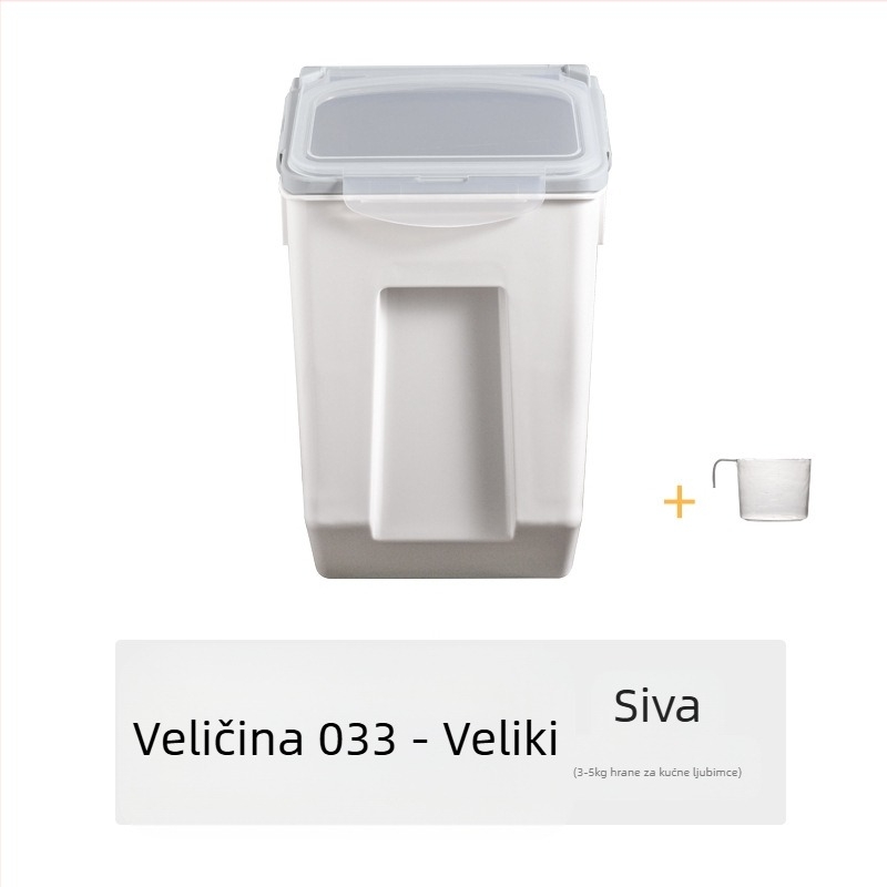 Plastična kanta za rižu, zatvorena, otporna na vlagu, 10 kg, kuhinjska kanta za pohranu žitarica s poklopcem, kanta za žitarice za kućne ljubimce i mačke, posuda za pohranu otporna na insekte