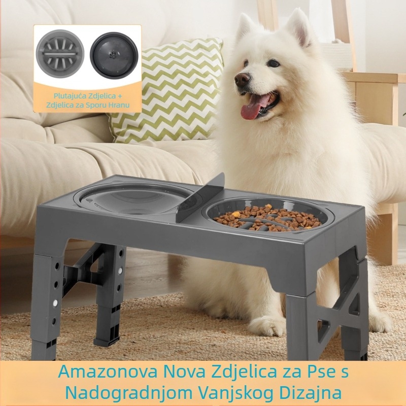 Zdjela za pse za podizanje kućnih ljubimaca, sklopiva posuda za sporu hranu, spora hrana, protiv gušenja, povišena zdjela za rižu, dvostruka zdjela, povišena zdjela, zdjela za lizanje
