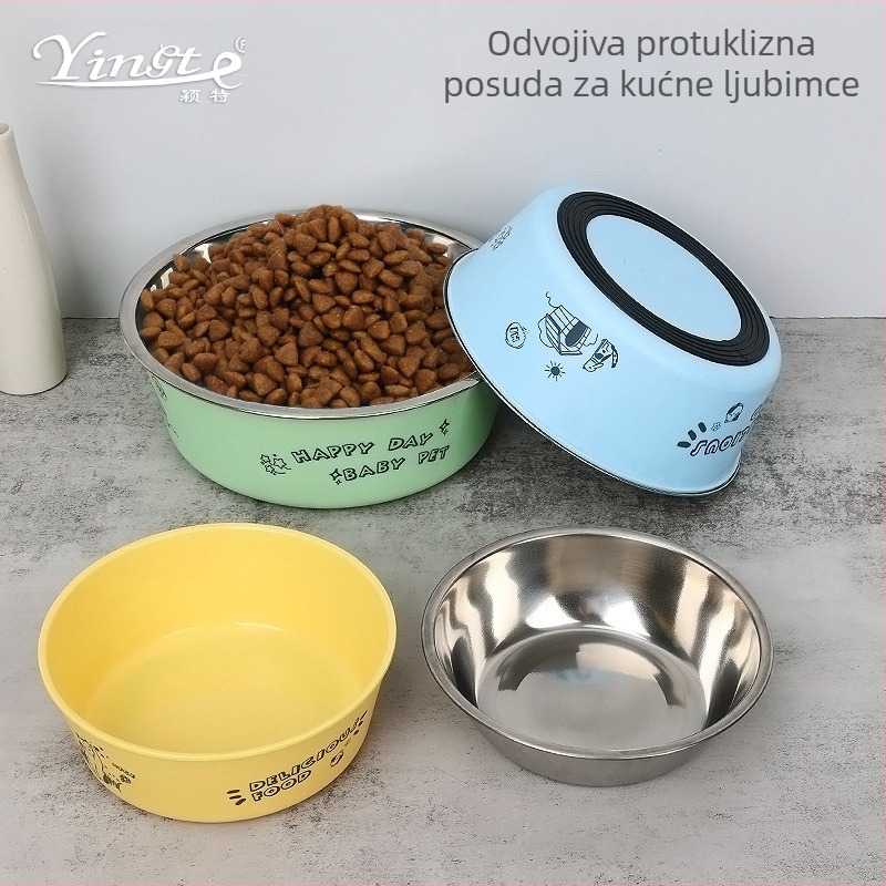 Veleprodaja potrepština za kućne ljubimce Neklizajuća zdjela za hranu za pse i mačke Zdjela za rižu za pse Zdjela za vodu Zdjela za hranu za kućne ljubimce s dvostrukom namjenom