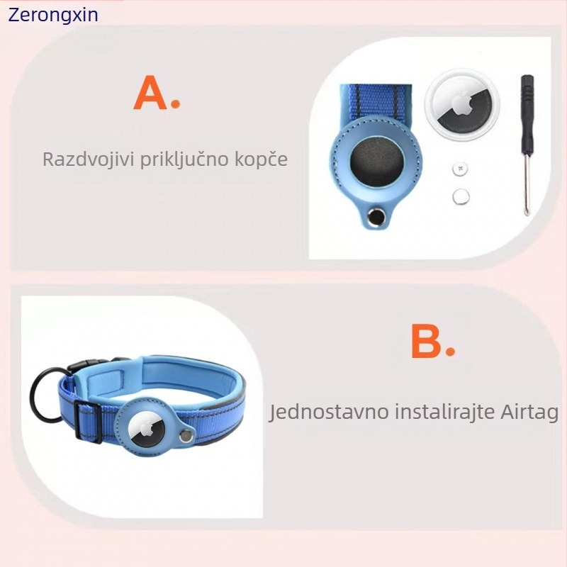Na zalihi 24-satna dostava Ogrlica za praćenje kućnih ljubimaca Apple Airtag Tracker za pse Ogrlica protiv gubitka i hodanja