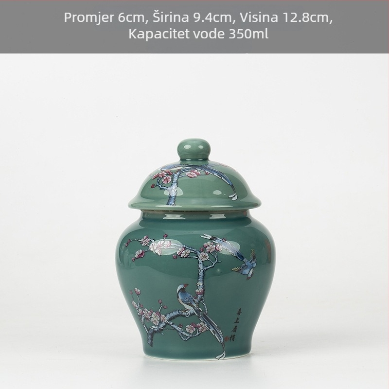Keramička staklenka za čaj male veličine, zatvorena staklenka, kućna kutija za pakiranje čaja, staklenka za čaj od celadona, staklenka za pohranu, opća staklenka s poklopcem