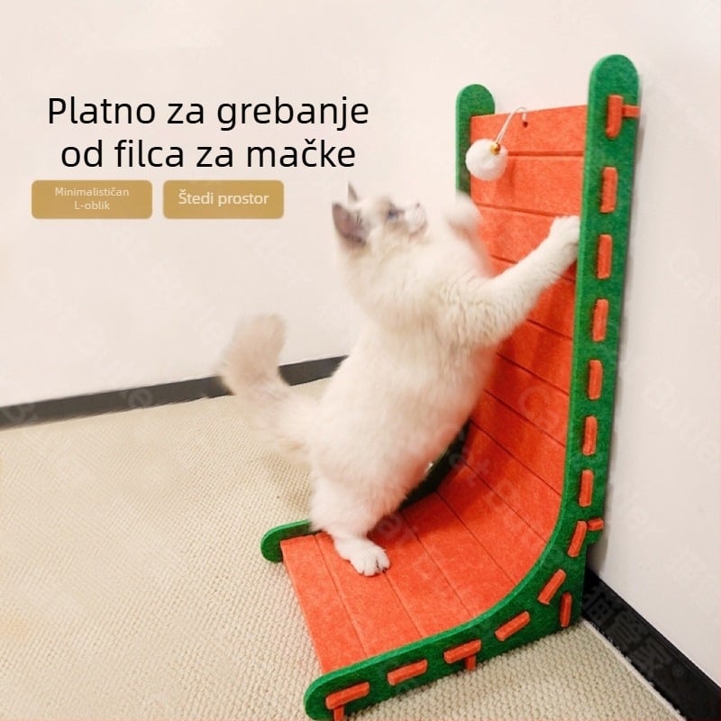 L-tip vertikalne ploče za grebanje mačaka, filcano gnijezdo za mačke, integrirano mačje gnijezdo, otporno na habanje, bez mrvica, brušenje artefakata za mačje kandže, ekstra velika ploča za mačje kandže