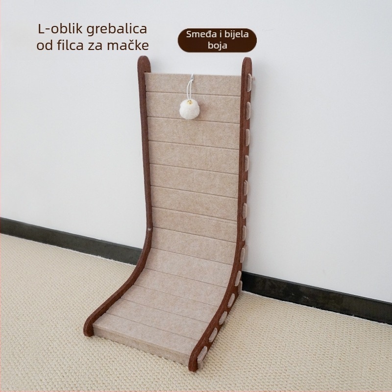 L-tip vertikalne ploče za grebanje mačaka, filcano gnijezdo za mačke, integrirano mačje gnijezdo, otporno na habanje, bez mrvica, brušenje artefakata za mačje kandže, ekstra velika ploča za mačje kandže