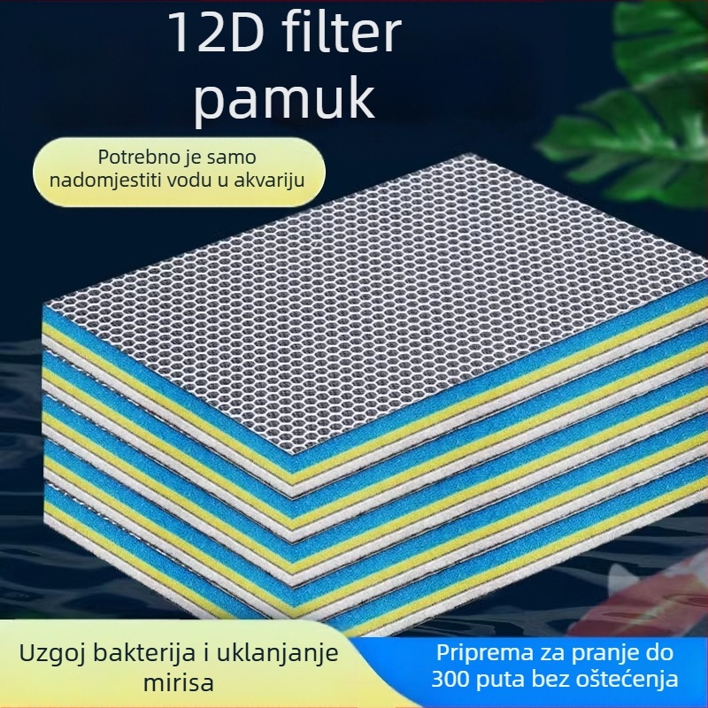 Filter za akvarij, pamučni zadebljani 10D 8D filter, pamučna spužva, pranje, nije trulo, pročišćavanje vode za akvarij, biokemijski materijal za pamučni filter