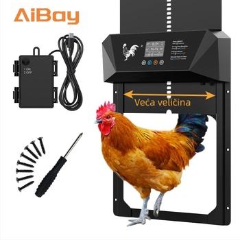 Velika prekogranična inteligentna električna vrata za kokošinjac, osjetljiva na svjetlost, vodootporna, otporna na štipanje, višenamjenska vrata za perad s suhom baterijom