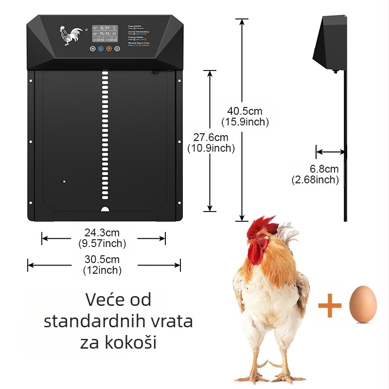 Velika prekogranična inteligentna električna vrata za kokošinjac, osjetljiva na svjetlost, vodootporna, otporna na štipanje, višenamjenska vrata za perad s suhom baterijom