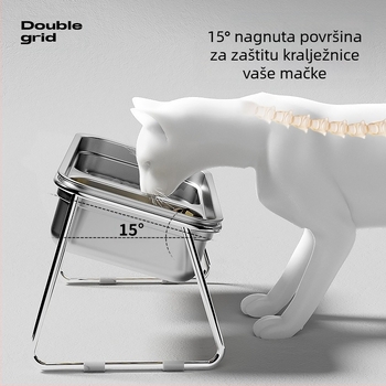 Zdjela za mačke, posuda za mačju hranu, dvostruka zdjela od nehrđajućeg čelika, zdjela za kućne ljubimce s nedetonatorskom zaštitom, zdjela za mačju hranu, zdjela za piće, zdjela za hranu, zdjela za pse