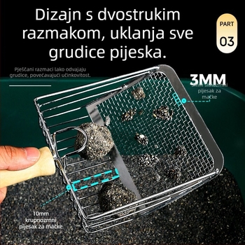 Lopata za mačji posip s finim rupama, velika metalna lopata za mačke od nehrđajućeg čelika, bentonitna ruda, artefakt lopate za mačji posip