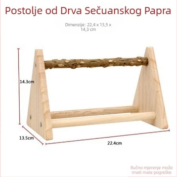Stalak za vježbanje na radnoj površini, stalak za stanicu od punog drva, platforma, stalak za stanicu od matiranog bodljikavog jasenova drveta, interaktivni ručno uzgojeni božur, tigrasta koža, ptica