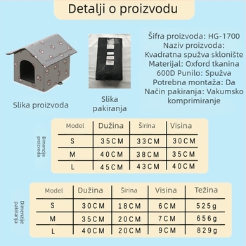 Kućica za mačke preko granice, vanjska vodootporna kućica za mačke i pse, kućica za kućne ljubimce, uklonjiva i periva vila za mačke, topla kućica za mačke i pse zimi