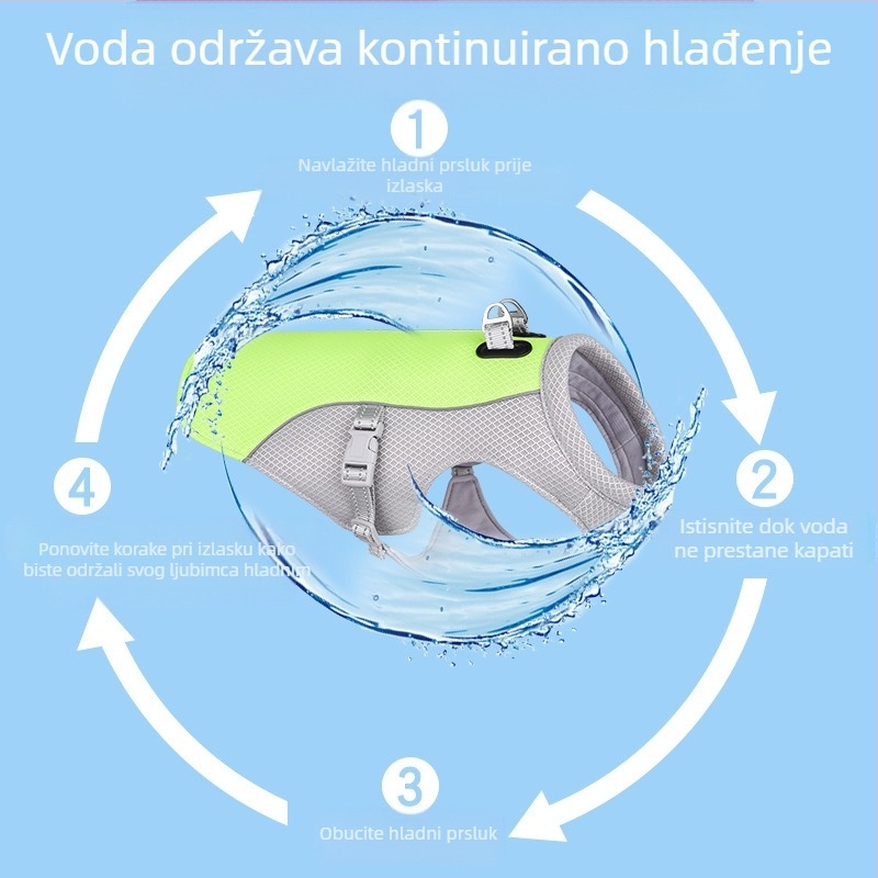 Hladna odjeća za kućne ljubimce, ljetni rashladni prsluk za mačke i pse, prekogranična nova prozračna rashladna odjeća za pse, metoda za sprječavanje toplinskog udara, kanta