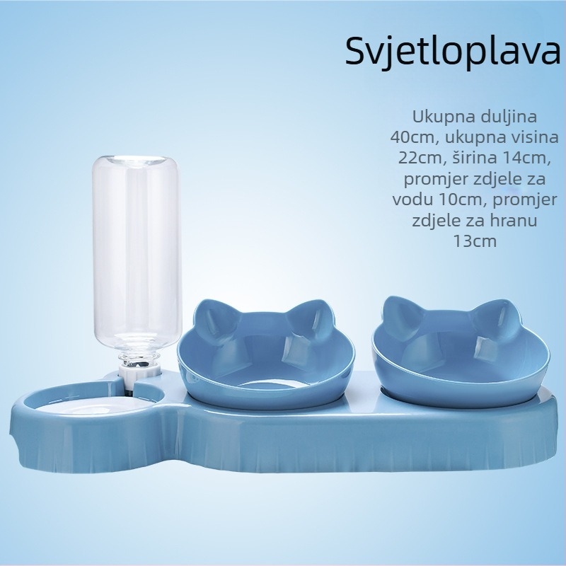 Zdjela za mačke, posuda za mačju hranu, dvostruka zdjela, zaštita vratne kralježnice, automatska zdjela za piće, zaštita od prevrtanja, posuda za rižu za mačke, pribor za kućne ljubimce