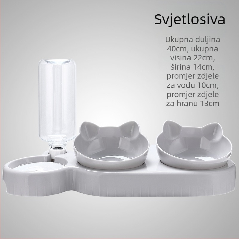 Zdjela za mačke, posuda za mačju hranu, dvostruka zdjela, zaštita vratne kralježnice, automatska zdjela za piće, zaštita od prevrtanja, posuda za rižu za mačke, pribor za kućne ljubimce