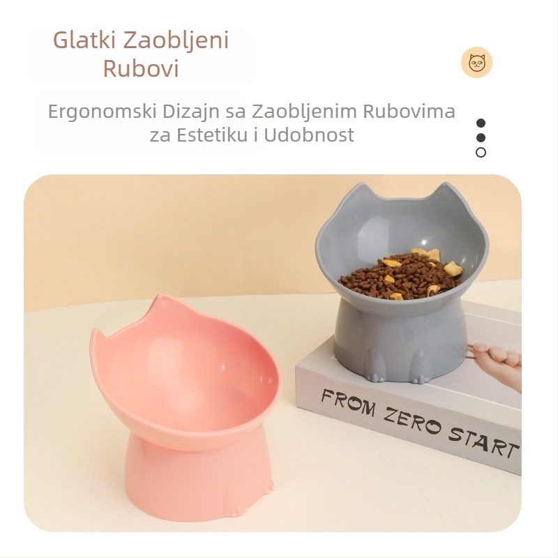 Prekogranična visoka hranilica za mačke, zdjela za kućne ljubimce, zaštita za vrat, zdjela za pse velikog kapaciteta, kosa usta, zaštita od prevrtanja, pribor za kućne ljubimce