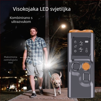 Ultrazvučni repelent za pse s dvije glave, prijenosni repelent za pse s ekranom, svjetlom za zaustavljanje lajanja, trepćućim svjetlom, protiv ugriza pasa, repelent za pse, artefakt