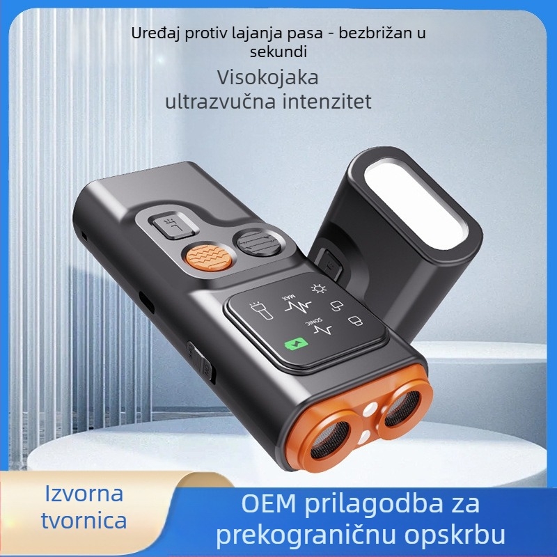 Ultrazvučni repelent za pse s dvije glave, prijenosni repelent za pse s ekranom, svjetlom za zaustavljanje lajanja, trepćućim svjetlom, protiv ugriza pasa, repelent za pse, artefakt