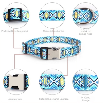 Tvornička opskrba digitalnim tiskom ogrlica za kućne ljubimce zadebljana ogrlica s polumetalnom kopčom za prijenos topline, prekogranična, vruća prodavana ogrlica za pse