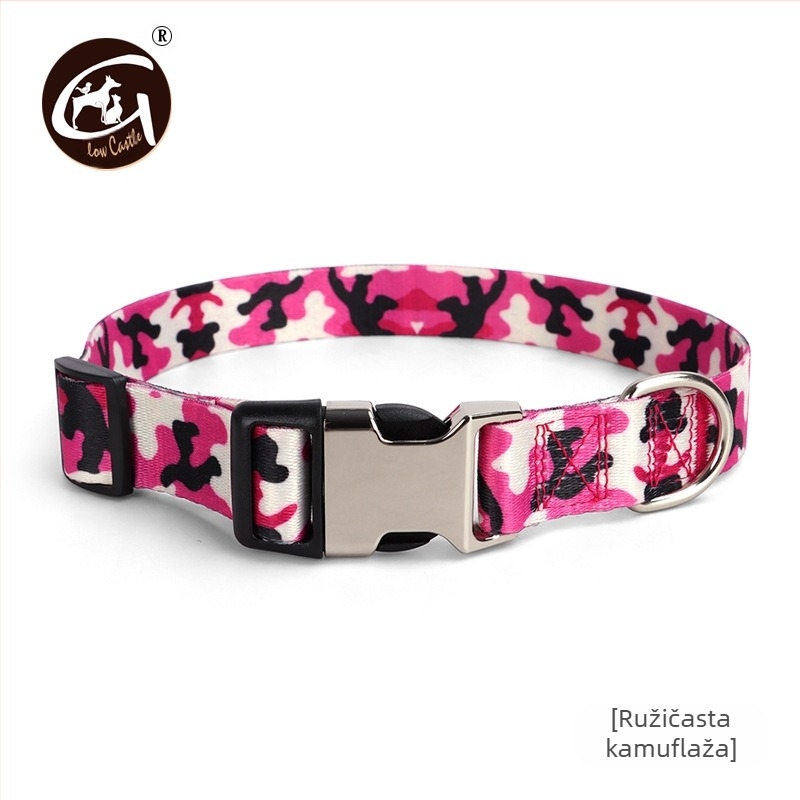 Tvornička opskrba digitalnim tiskom ogrlica za kućne ljubimce zadebljana ogrlica s polumetalnom kopčom za prijenos topline, prekogranična, vruća prodavana ogrlica za pse