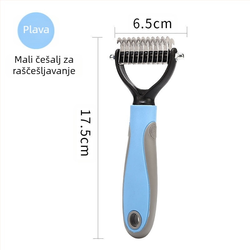 Češalj za kućne ljubimce s otvorenim čvorom, češalj za češljanje pasa, češalj za uljepšavanje, dvostrani univerzalni češalj za masažu od nehrđajućeg čelika, češalj za uklanjanje dlaka za mačke i pse