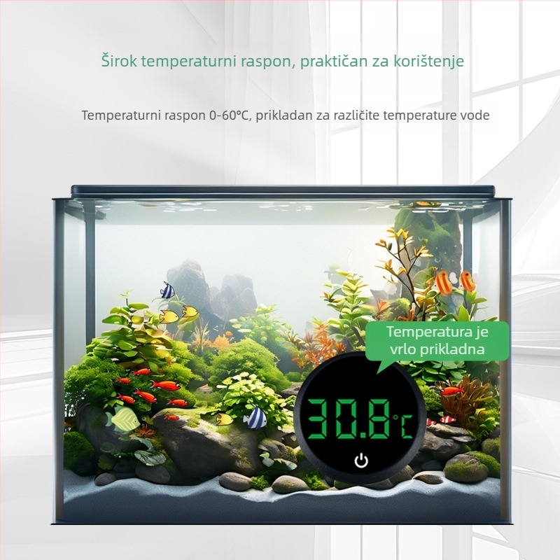 Mjerač temperature vode u akvariju, termometar za akvarij, LED mini elektronički digitalni termometar s zaslonom, prekogranični novi termometar