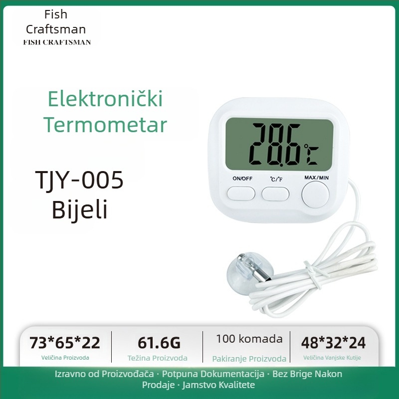 Mjerač temperature vode u akvariju, termometar za akvarij, LED mini elektronički digitalni termometar s zaslonom, prekogranični novi termometar