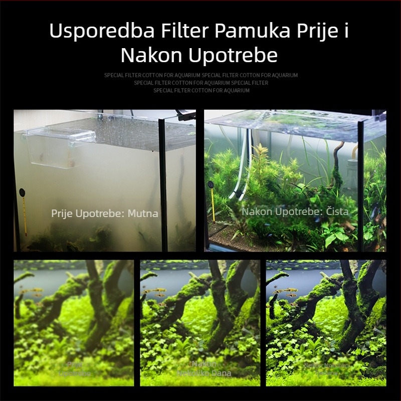 Filter za akvarij, pamuk visoke gustoće, crni zadebljani biokemijski pamuk, pročišćavanje vode, ratan, pamuk, materijal za filter za akvarij, spužva za filter