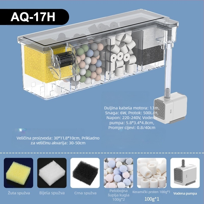 Filter za akvarij, mali vanjski vodopad, zidni filter za kornjače, mali tri-u-jednom filter, tiha vodena pumpa za pročišćavanje vode, cirkulacijska pumpa