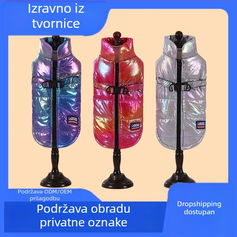 Odjeća za pse Zimska hladna vodootporna gradijentna boja Odjeća za kućne ljubimce Pamučni kaput Prsluk Pojas Veleprodaja na zalihi