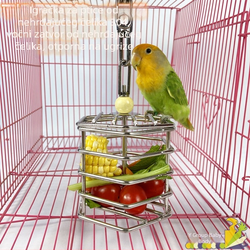 Privjesak za košaru s voćem od nehrđajućeg čelika 304, igračka za papige u obliku kutnjaka za grizenje i traženje hrane