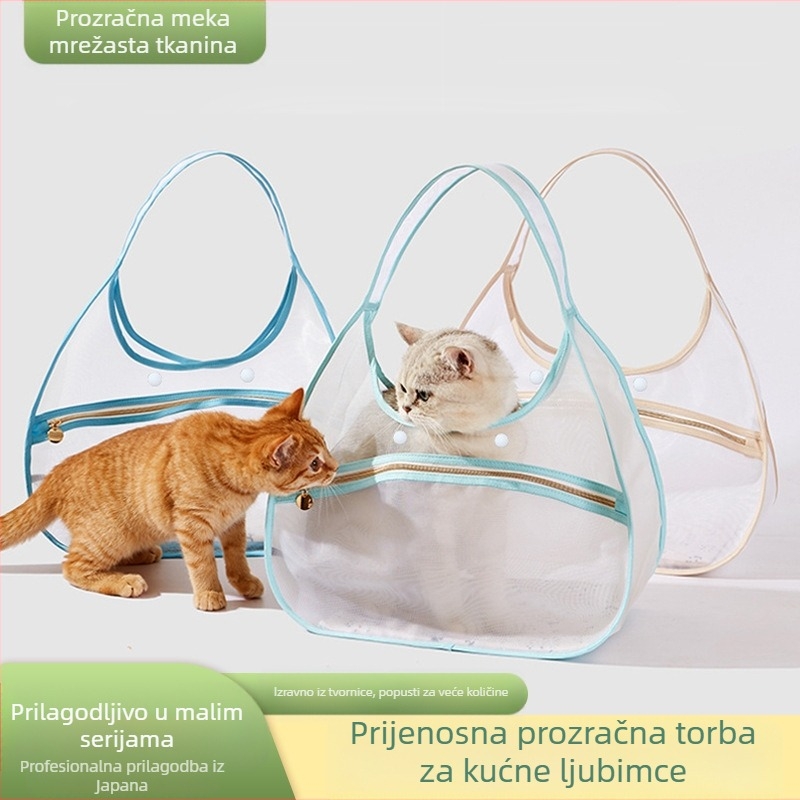 Ljetna mrežasta prozračna torba za mačke, prijenosna torba za kućne ljubimce preko ramena, ruksak za mačke, posebno za male pse i mačke, prozračna i lagana