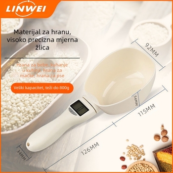 Velika žlica za mjerenje, elektronička vaga, mjerna žlica, vaga, hrana za mačke, hrana za pse, žlica za hranjenje kućnih ljubimaca, kuhinja, pečenje, žlica za vaganje