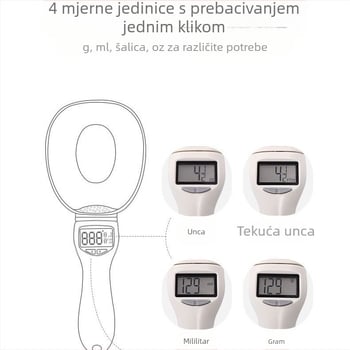 Velika žlica za mjerenje, elektronička vaga, mjerna žlica, vaga, hrana za mačke, hrana za pse, žlica za hranjenje kućnih ljubimaca, kuhinja, pečenje, žlica za vaganje