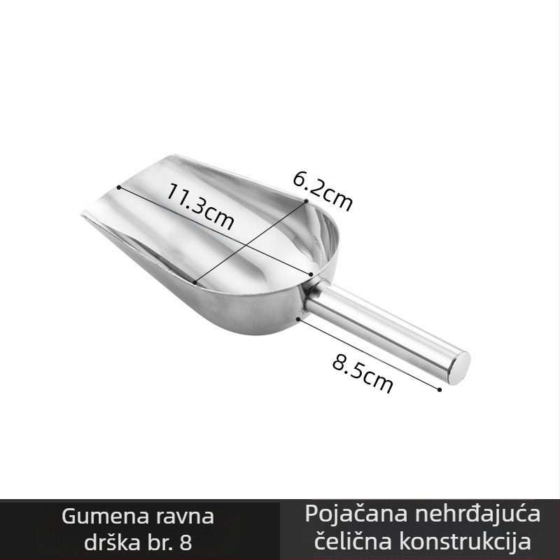 Zadebljana lopata za led od nehrđajućeg čelika, višenamjenska lopata za led 304, lopata za kocke leda, lopata za grickalice, lopata za suhu robu, kućna kuhinja, komercijalna
