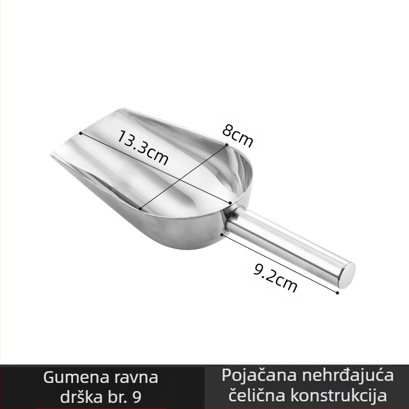 Zadebljana lopata za led od nehrđajućeg čelika, višenamjenska lopata za led 304, lopata za kocke leda, lopata za grickalice, lopata za suhu robu, kućna kuhinja, komercijalna