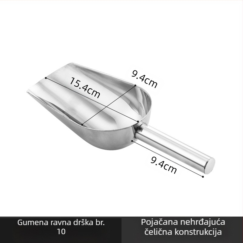 Zadebljana lopata za led od nehrđajućeg čelika, višenamjenska lopata za led 304, lopata za kocke leda, lopata za grickalice, lopata za suhu robu, kućna kuhinja, komercijalna