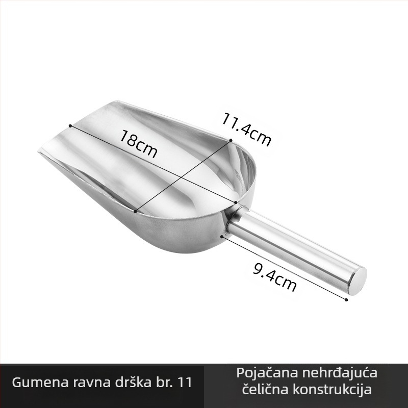 Zadebljana lopata za led od nehrđajućeg čelika, višenamjenska lopata za led 304, lopata za kocke leda, lopata za grickalice, lopata za suhu robu, kućna kuhinja, komercijalna