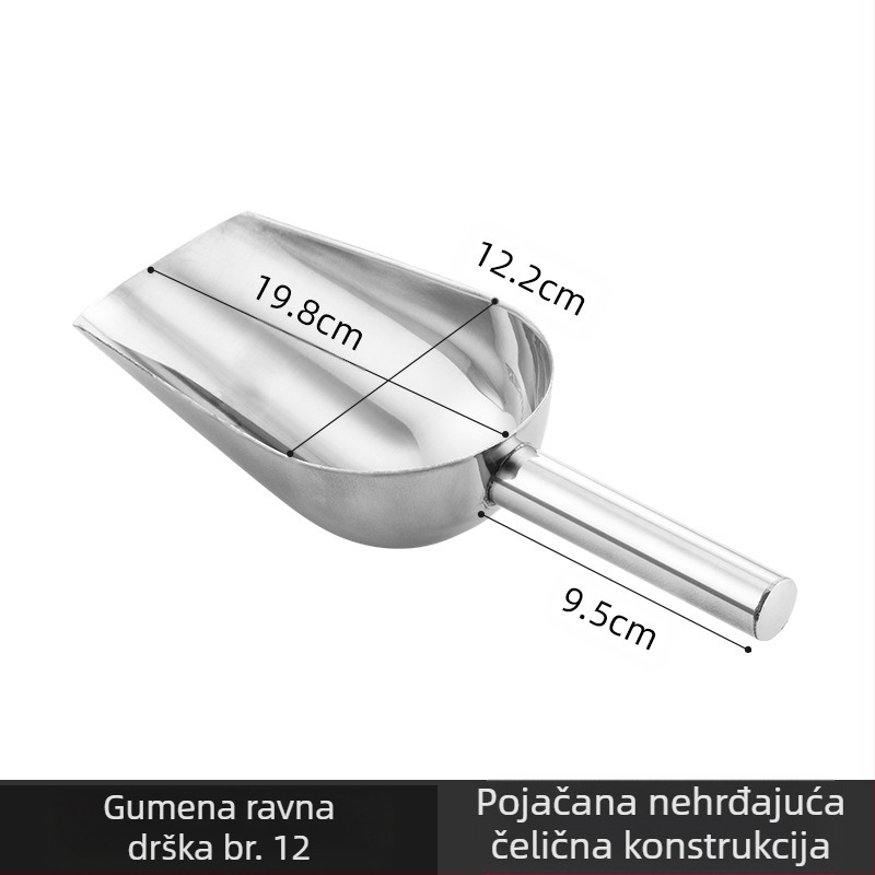 Zadebljana lopata za led od nehrđajućeg čelika, višenamjenska lopata za led 304, lopata za kocke leda, lopata za grickalice, lopata za suhu robu, kućna kuhinja, komercijalna