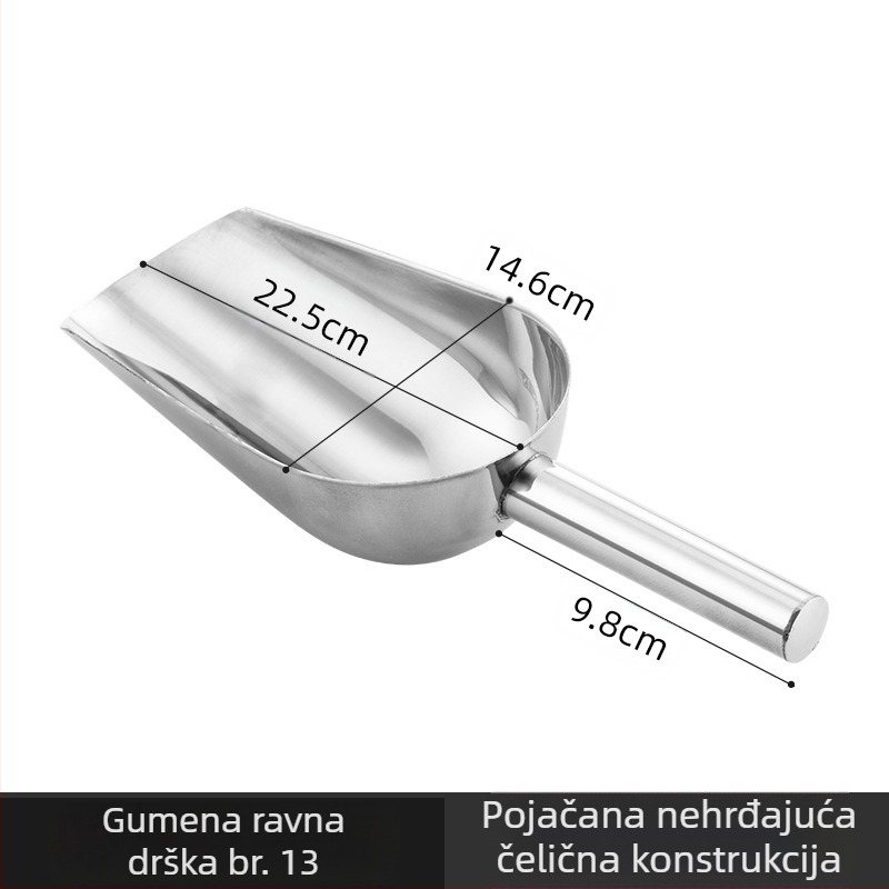 Zadebljana lopata za led od nehrđajućeg čelika, višenamjenska lopata za led 304, lopata za kocke leda, lopata za grickalice, lopata za suhu robu, kućna kuhinja, komercijalna