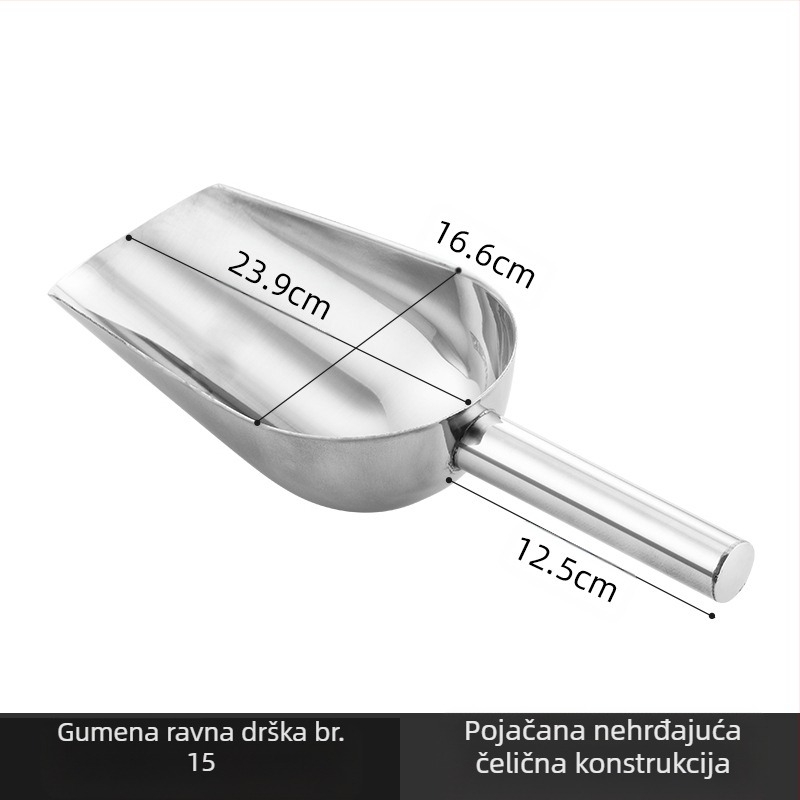 Zadebljana lopata za led od nehrđajućeg čelika, višenamjenska lopata za led 304, lopata za kocke leda, lopata za grickalice, lopata za suhu robu, kućna kuhinja, komercijalna