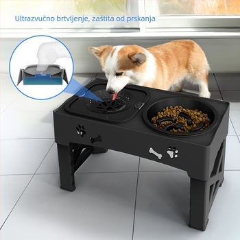 Hranilica za kućne ljubimce od nehrđajućeg čelika s dvostrukom zdjelom, integrirano podizanje, protiv udaraca, visoka zaštita za vrat nogu, sporo hranjenje, zdjela za kućne ljubimce, veleprodaja